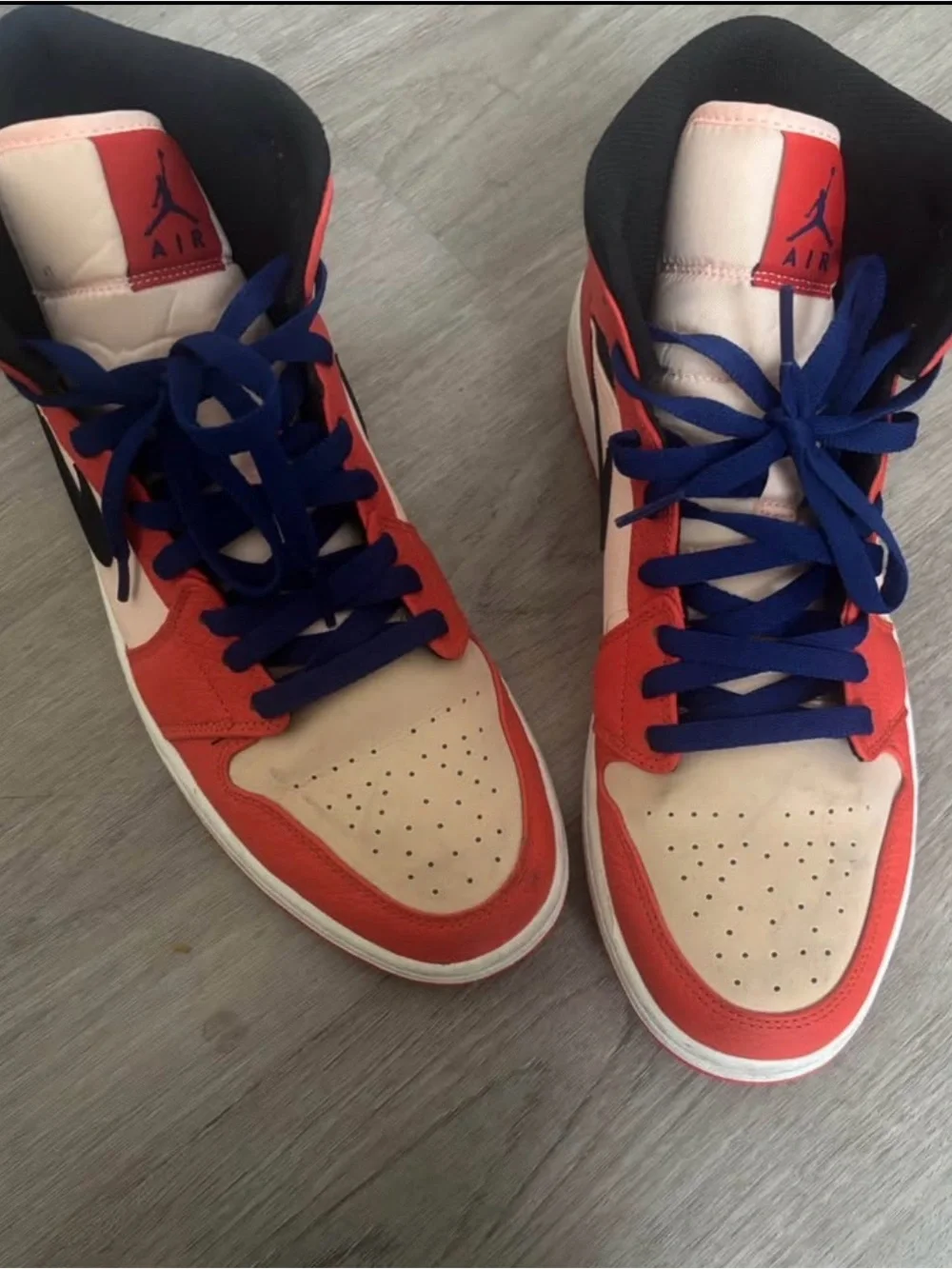 Jordan Men's High Top Sneakers - Red, Cream, Blue